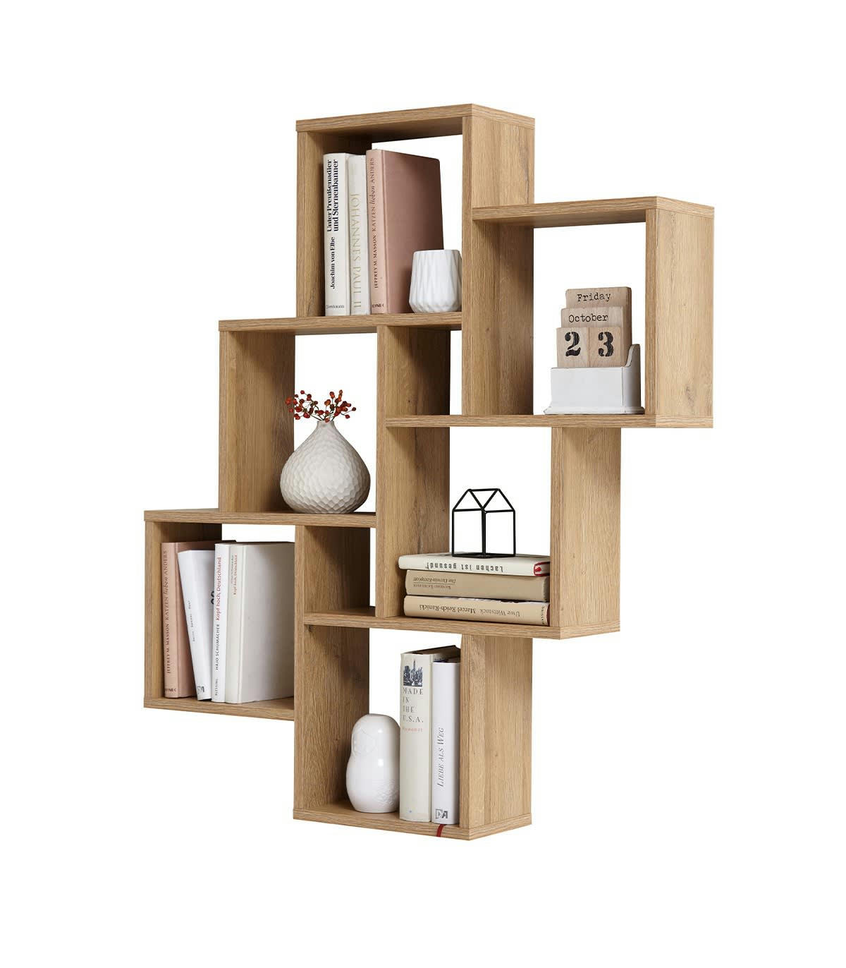 LAURIO - Étagère Murale Flottante 8 Compartiments