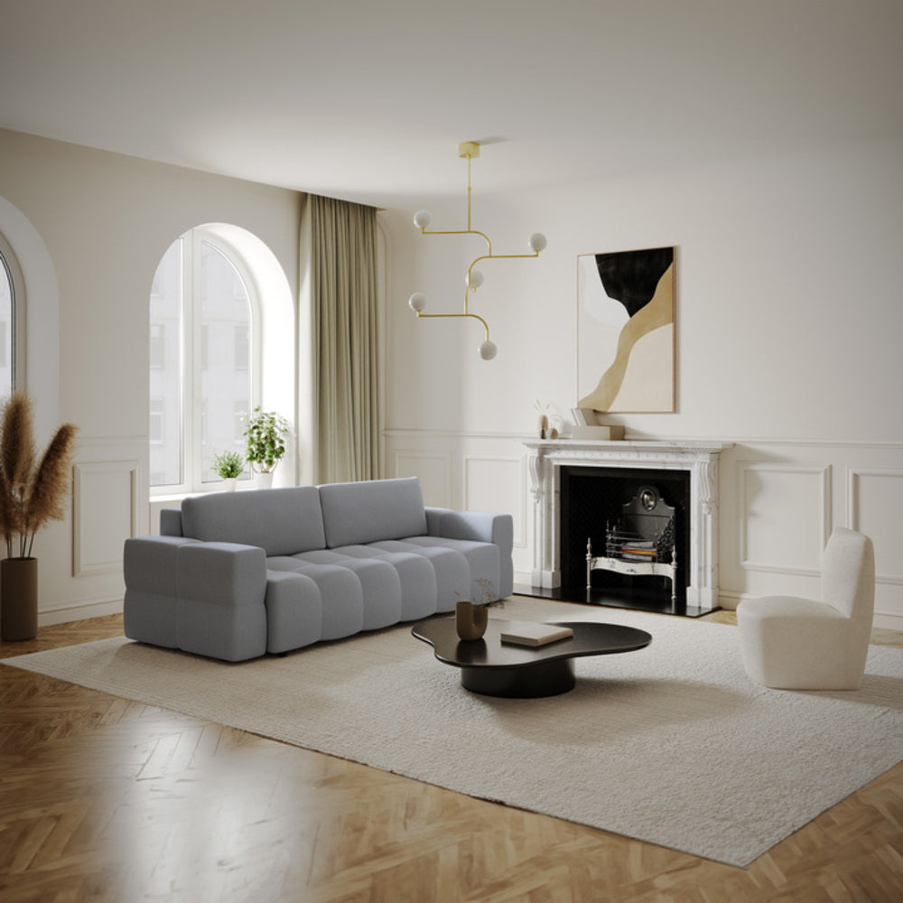 Rechte bank GABRIEL 4 personen Geweven stof Beton grijs