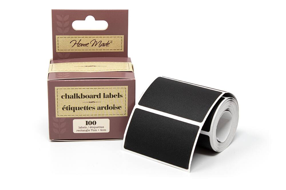 Home Made Chalkboard Sticker Labels, 100-pk, For Storage Containers and Mason Jars