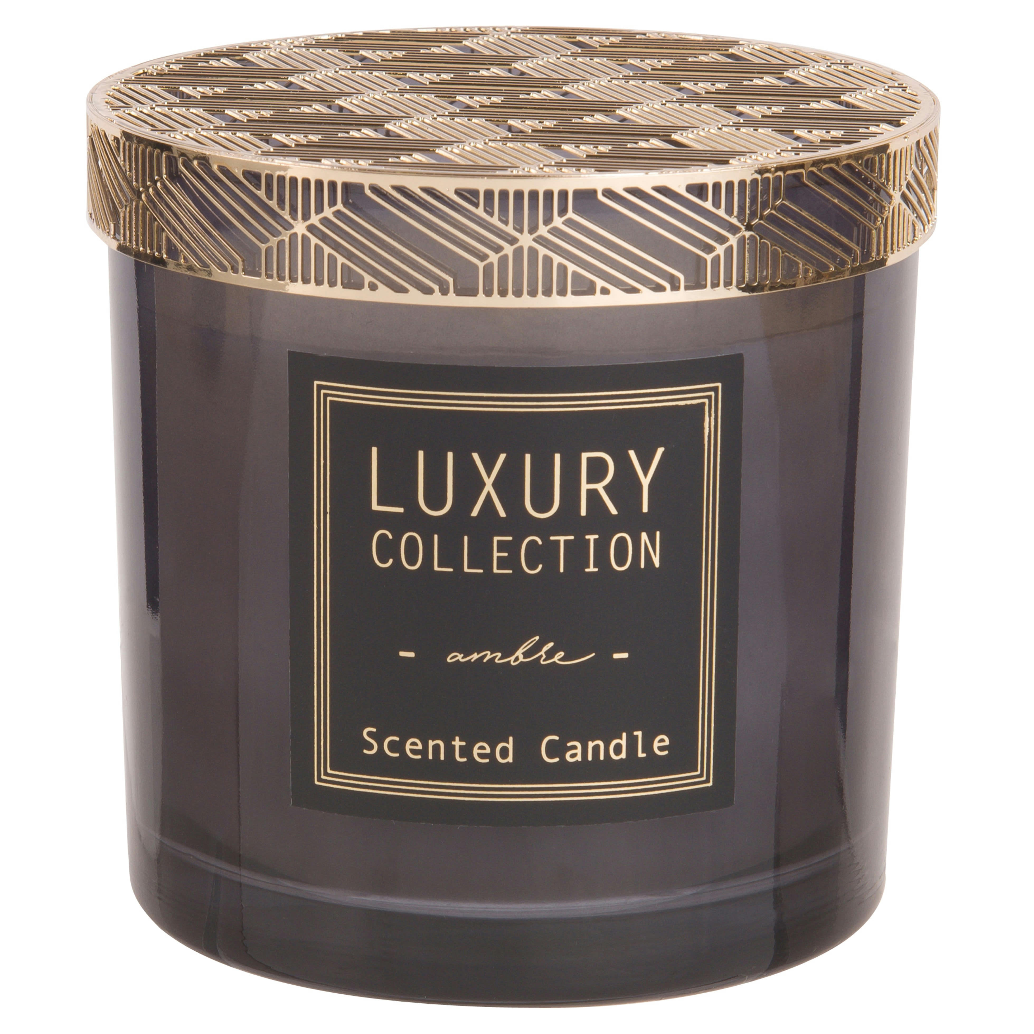 - Bougie parfumée en verre gris et métal doré