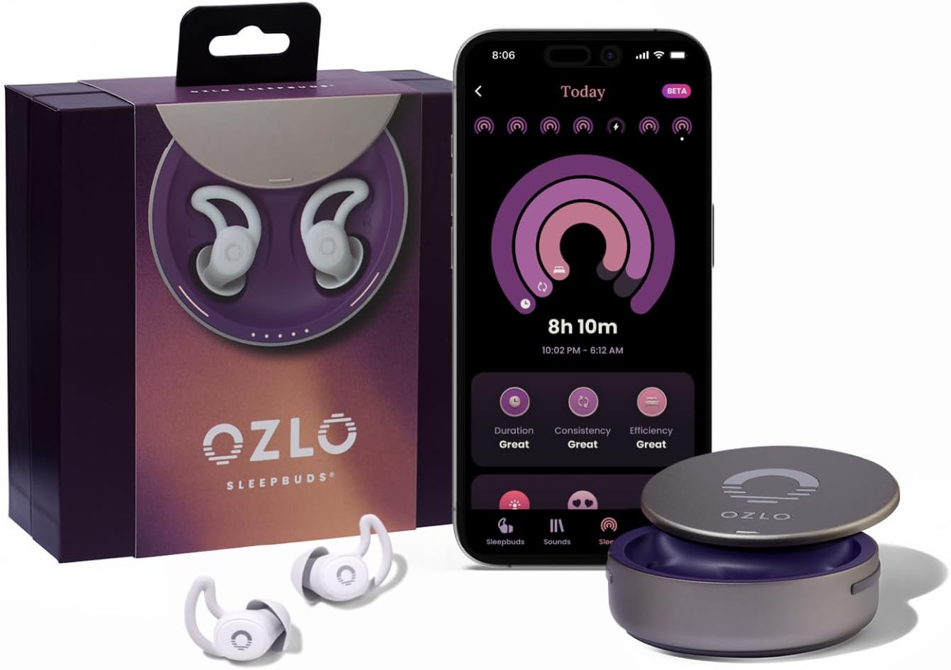 Ozlo Sleepbuds® | Comfortable Side Sleeper Headphones | Up to 10 Hours of Bluetooth LE Streaming | Science-Backed Sleep Sounds | Snore Blocking Comfortable Earbuds