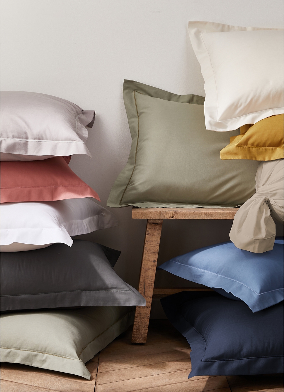 TAIE D'OREILLER UNIE EN COTON VERT TENDRE