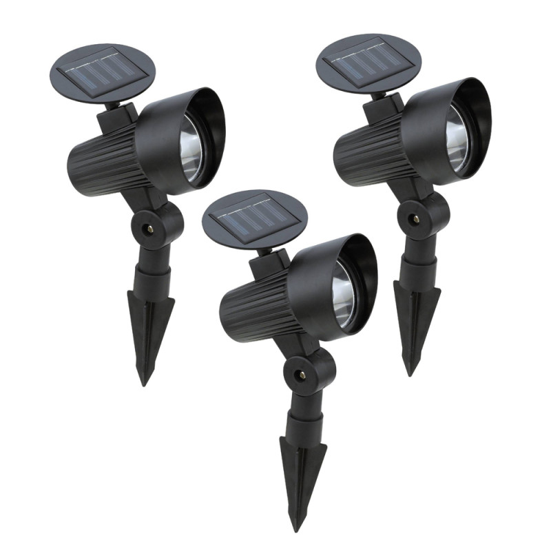 Projecteur LED solaire noir 4 x 0,06 W 3 pièces EGLO