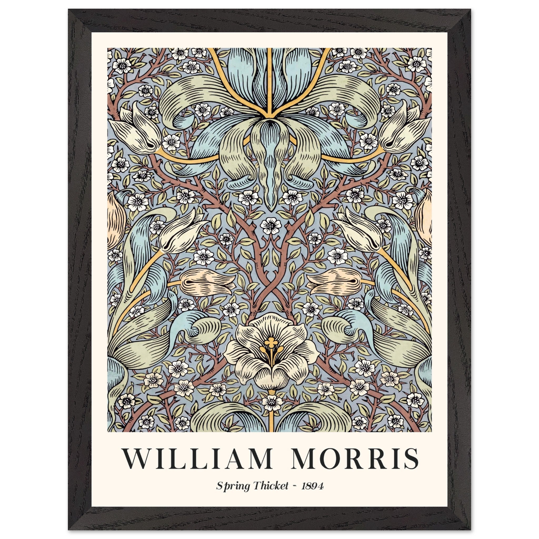 Artfulprints Poster met Lijst William Morris - Spring thicket 1884  - 30x40 cm - Blauw