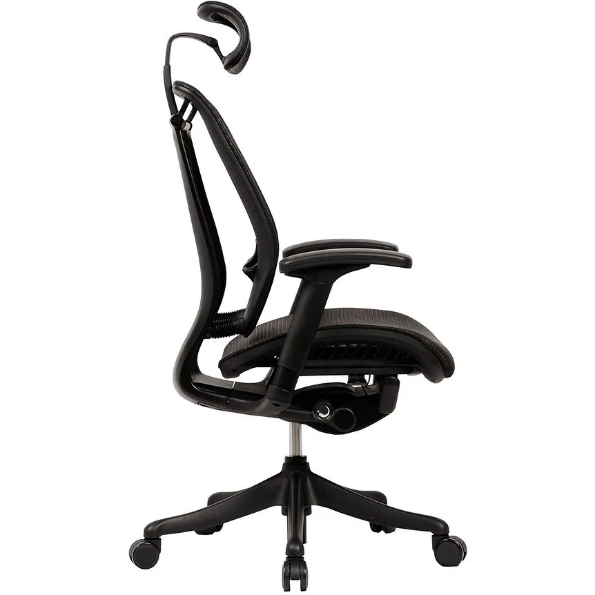 GM Seating Enklave Black Mesh Executive Hi Swivel Chair with Headrest, Black Frame & Base