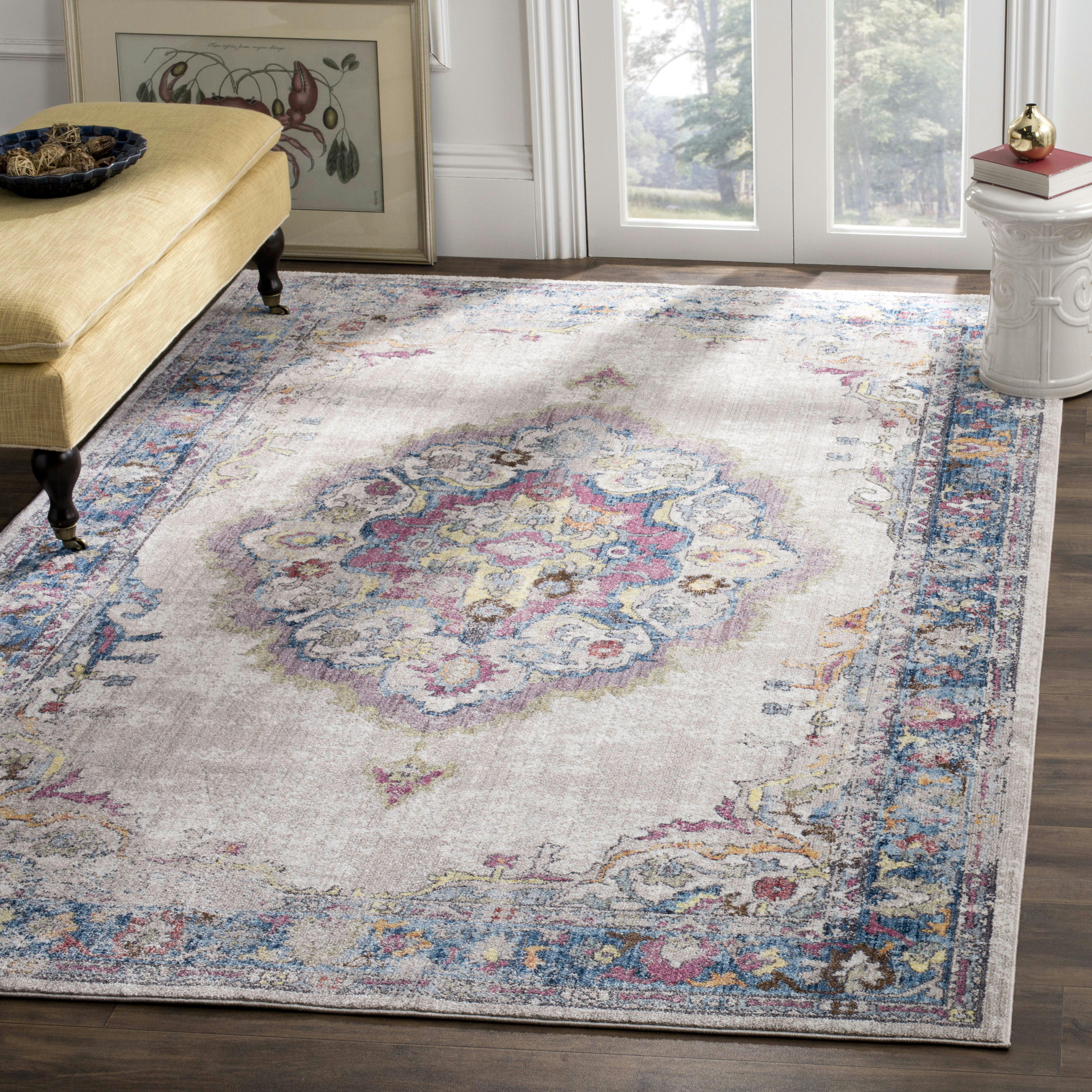 BRISTOL - Tapis de salon interieur en gris clair & bleu, 183 x 274 cm