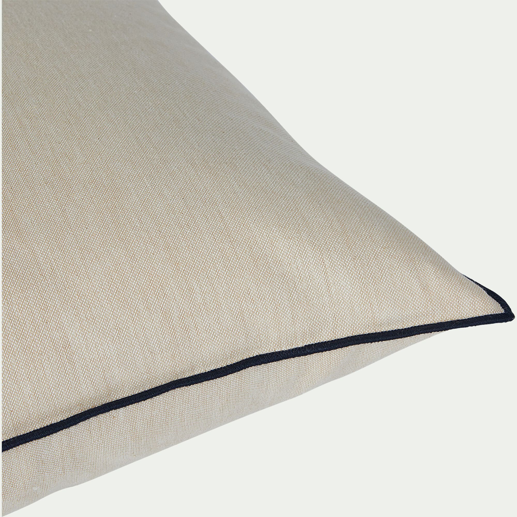 LINIA - Coussin en coton finition point bourdon 45x45cm - beige
