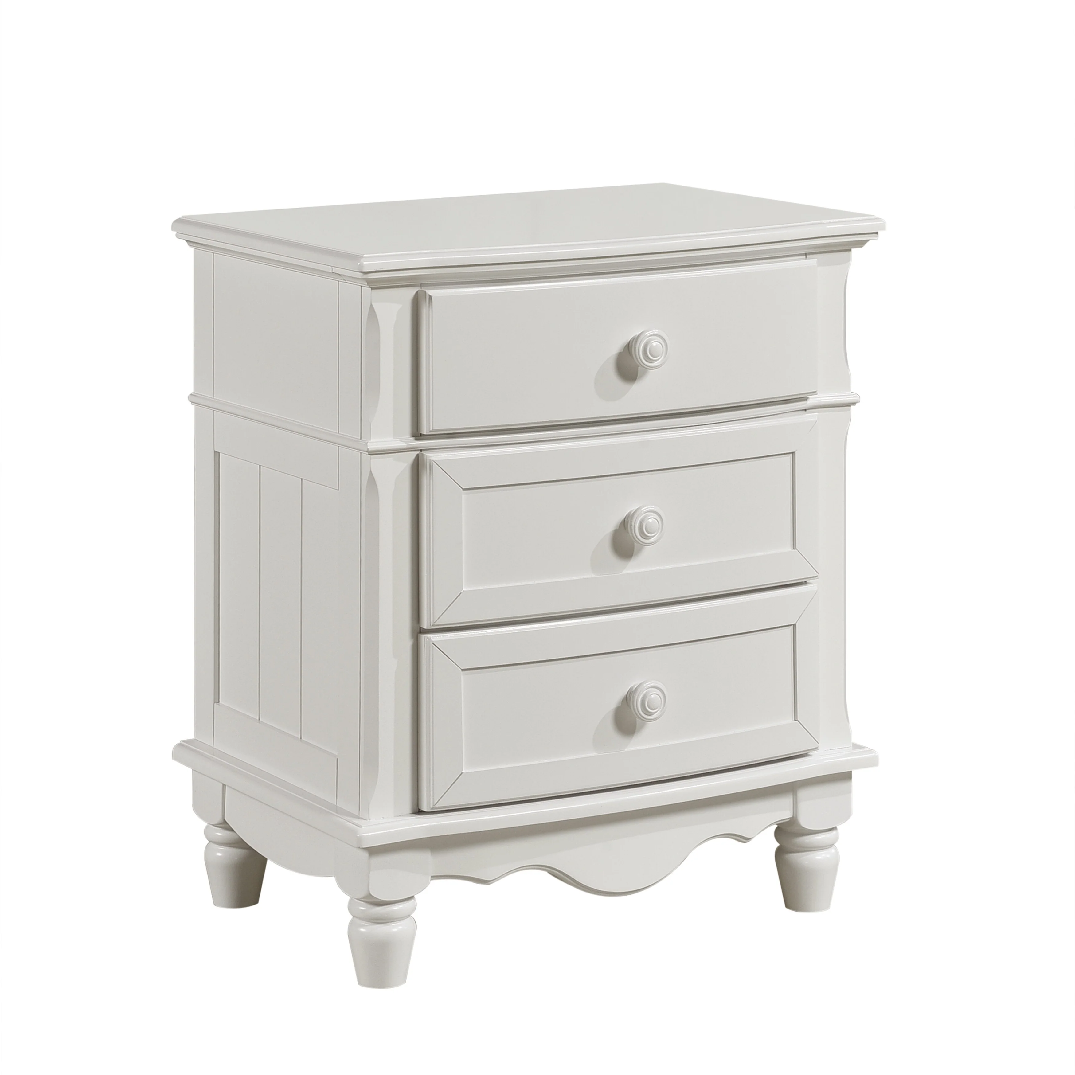 Classic Traditional 3 Drawers Nightstand 1pc Decorative Accents Wooden Bedroom Furniture Bedside Table Turned Feet