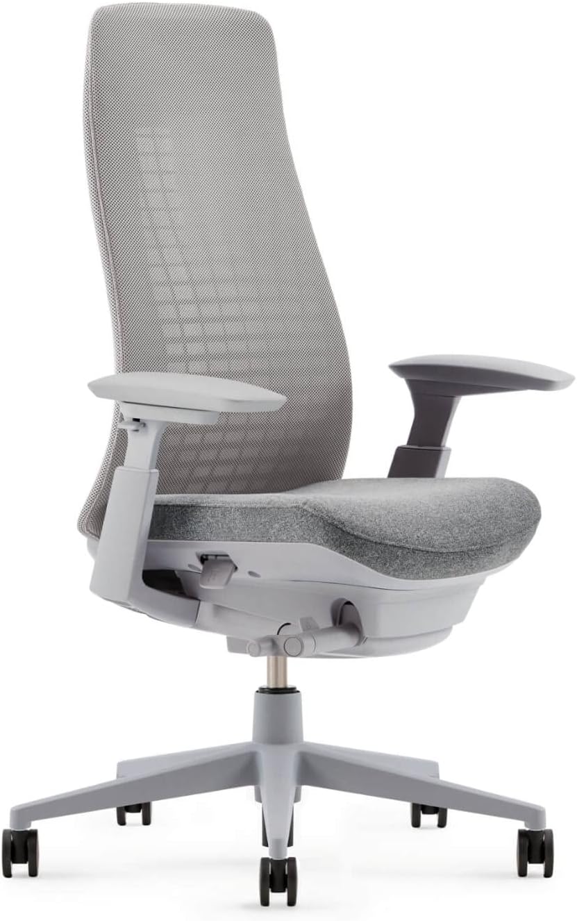 Haworth Fern Ergonomic Office Chair with Lumbar Support, Adjustable Desk Computer Chair with Breathable Mesh Finish for Home Office Furniture, Silver Leaf