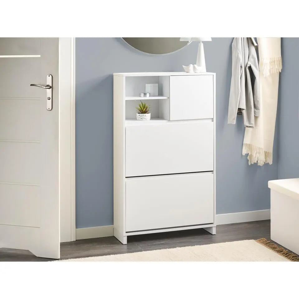 COBAR - Schoenenkast 3 vakken - Wit - Vezelplaat