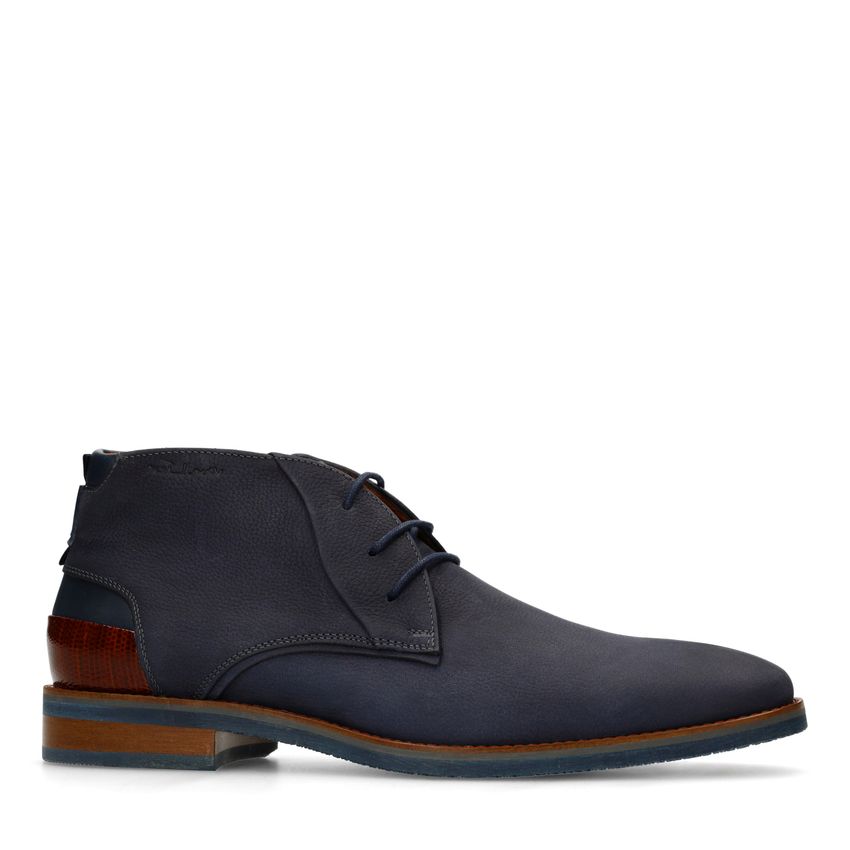 Van Lier Donkerblauwe nubuck veterschoenen