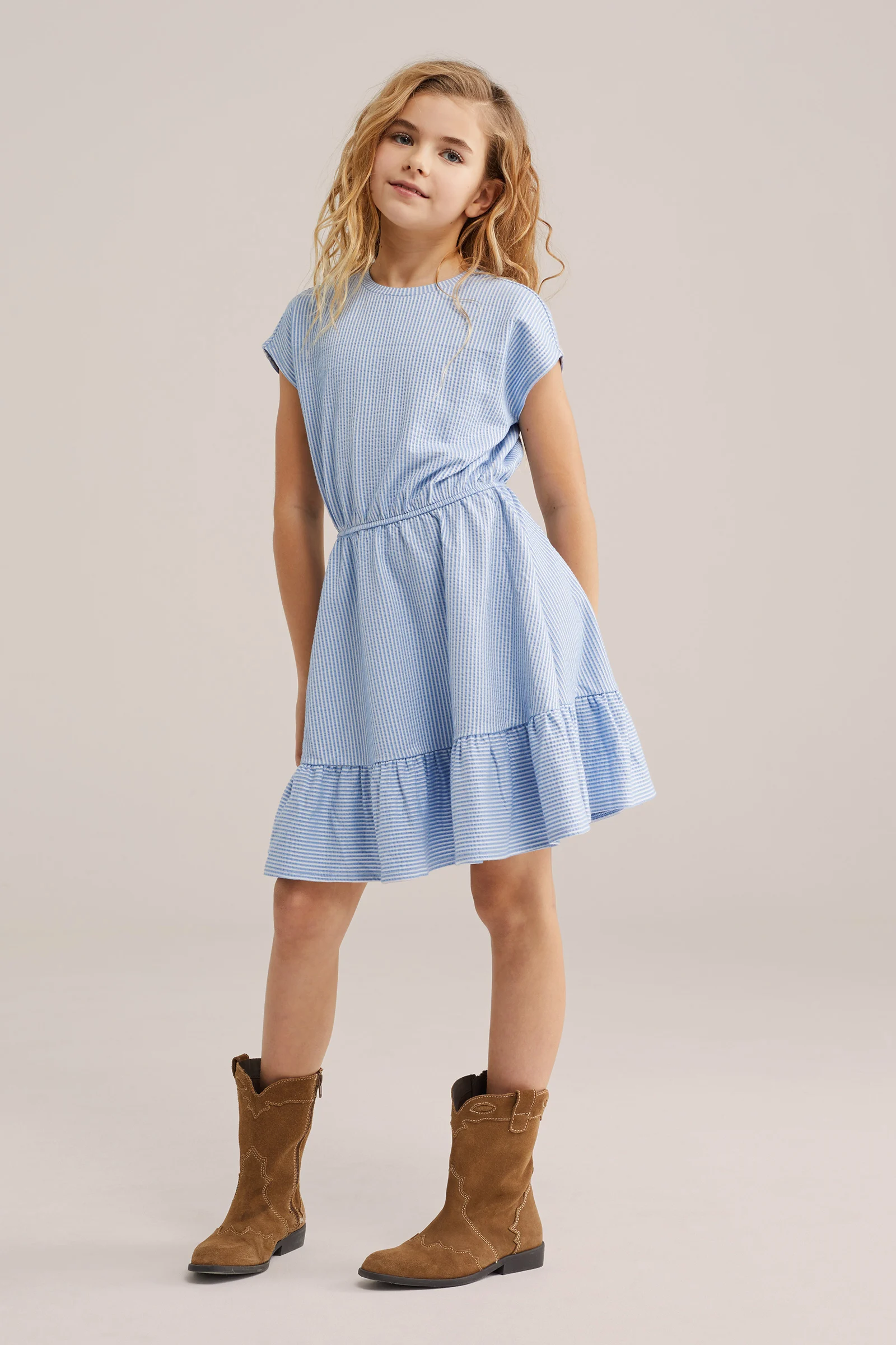 Meisjes seersucker jurk met streep