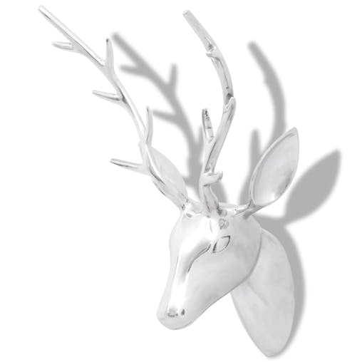 NNEVL Wall Mounted Aluminium Deer's Head Decoration Silver 62 cm