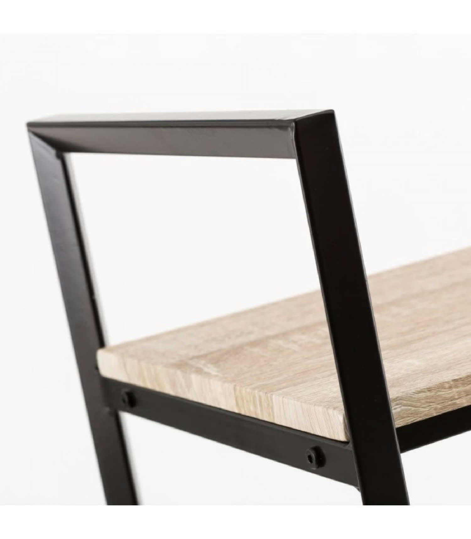 MÉTAL - Étagère métal noir et bois 4 étages