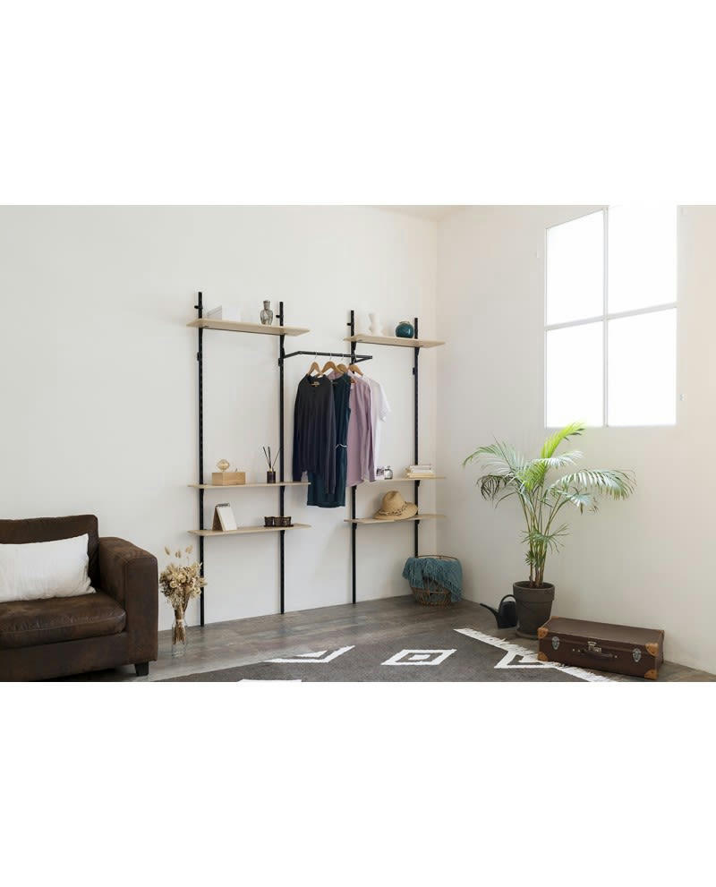 KALI - Dressing ouvert modulable en bois et métal - Noir
