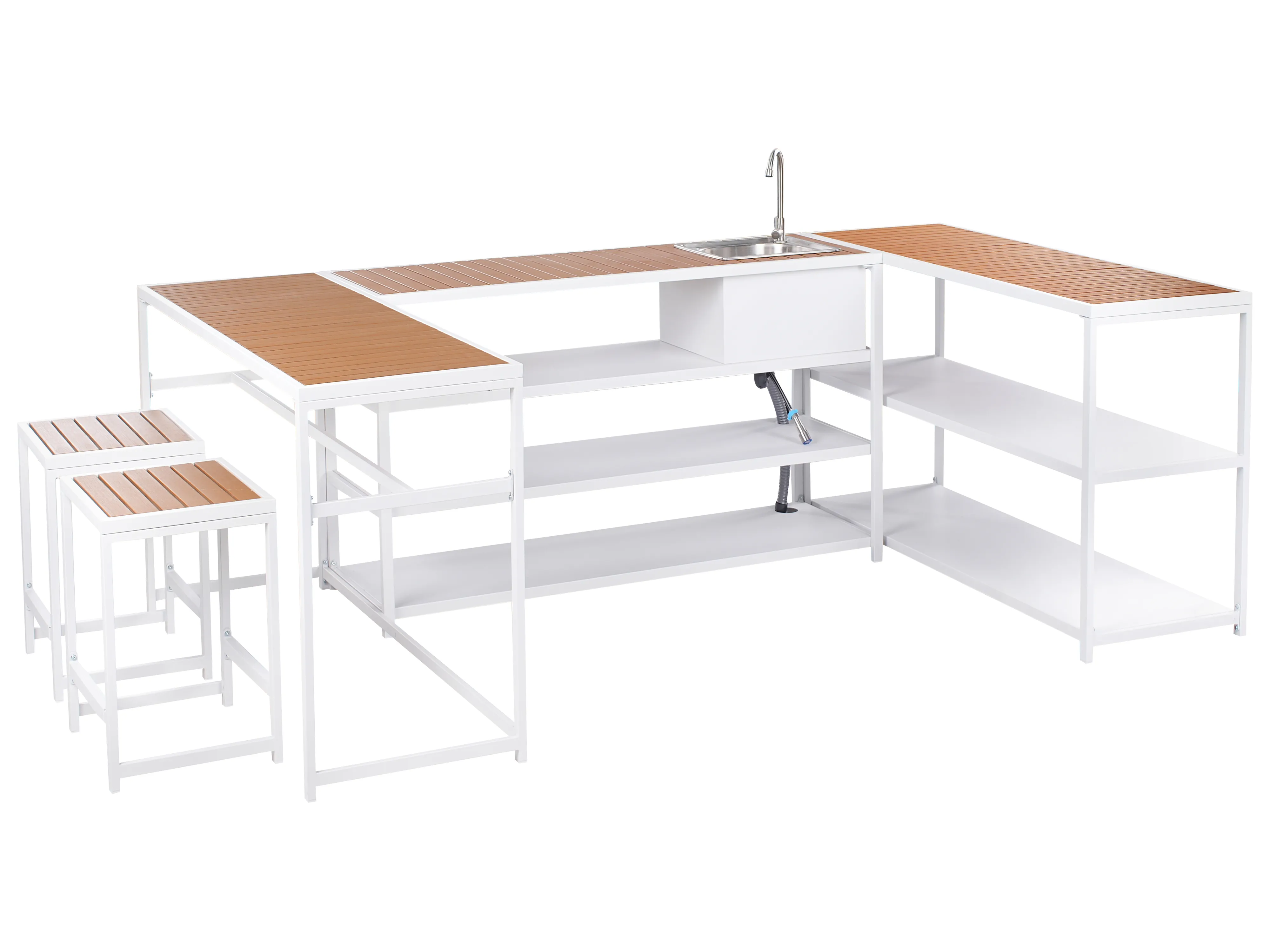 Garden Bar Set 2 Seater AVETRANA Metal Brown/ White
