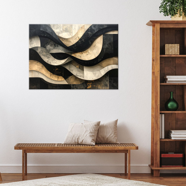 Obraz, Abstrakcyja 3D czarno złoty 30x20