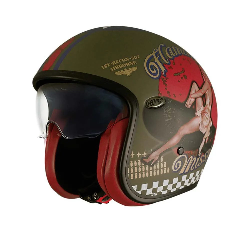 Premier Helmets 23 Vintage Pin Up Military BM 22.06 open face helmet
