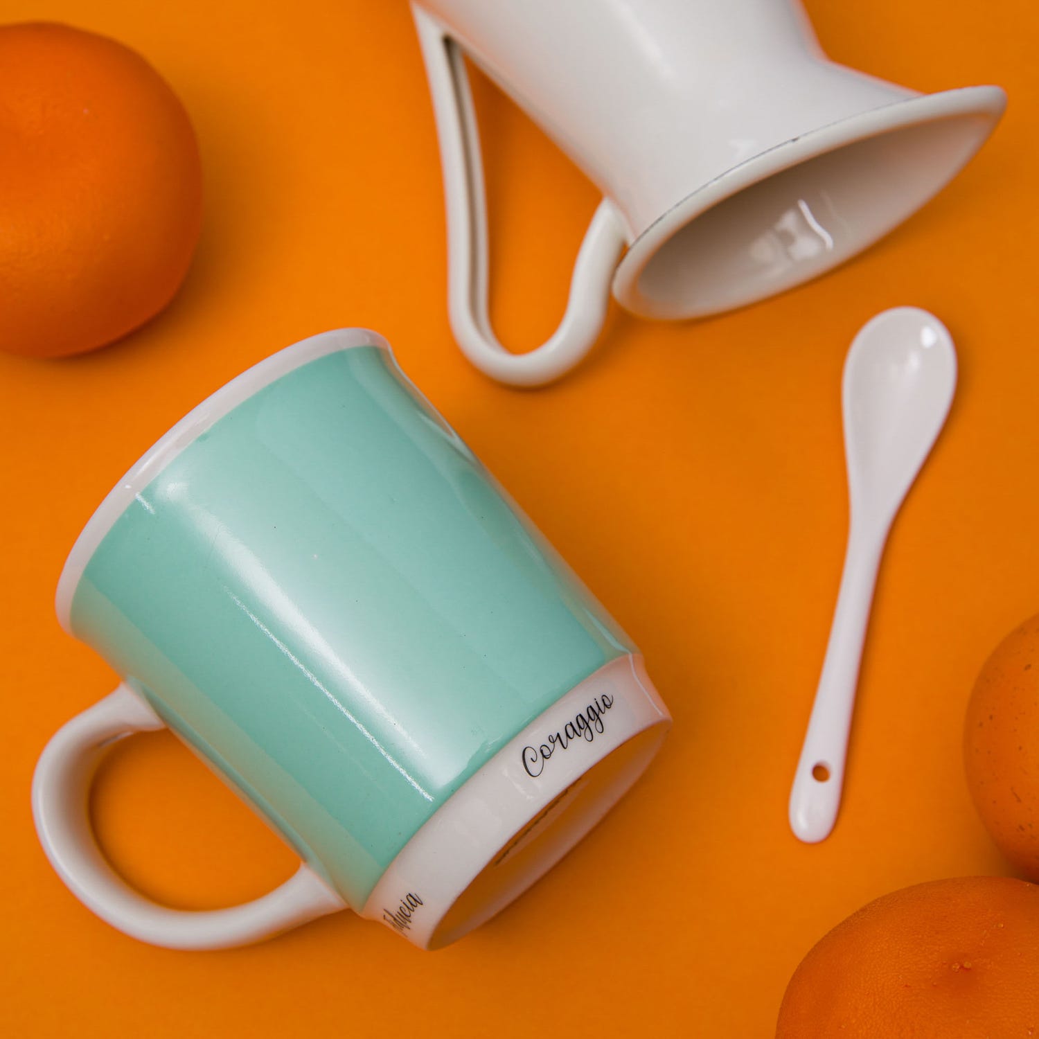 Mug turchese 400 ml con cucchiaino