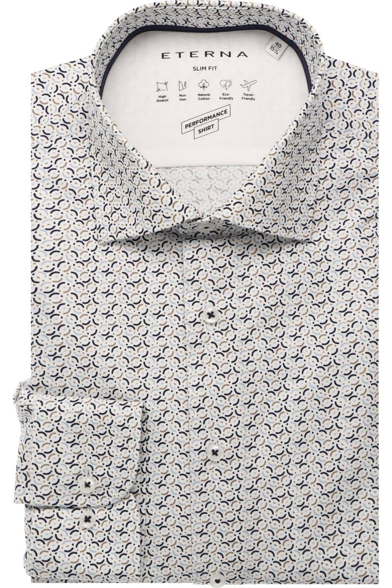 ETERNA Performance Slim Fit Hemd blau, Bedruckt