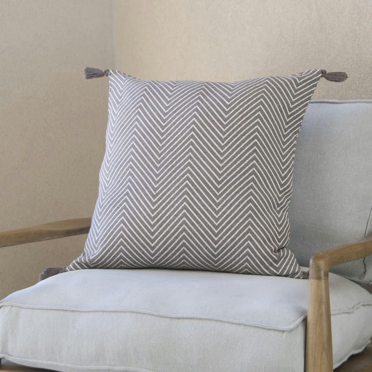 AMSTERDAM - Housse de coussin coton  50x50 taupe