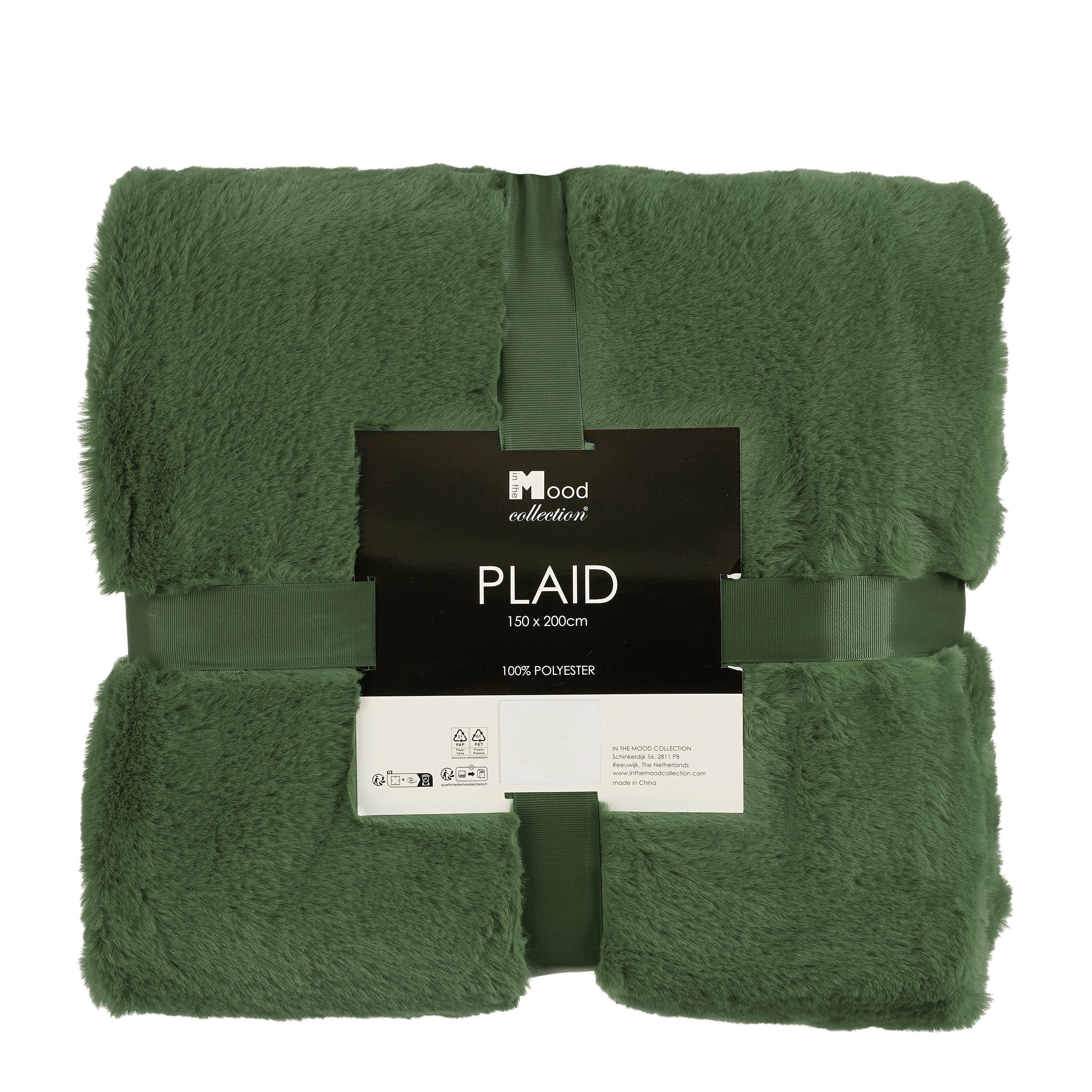 Mica Decorations Bronte Fleece Deken - L200 x B150 cm - Donkergroen