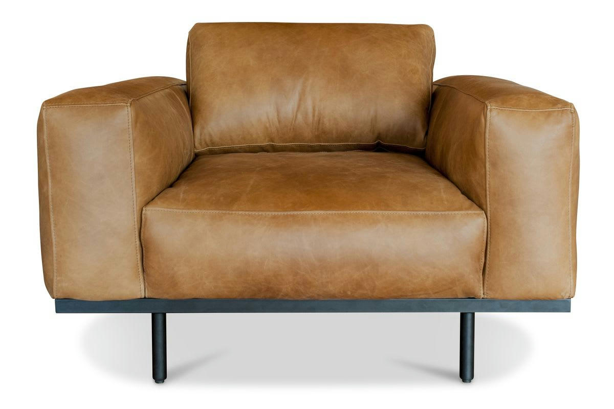 ALMOND - Fauteuil en cuir marron