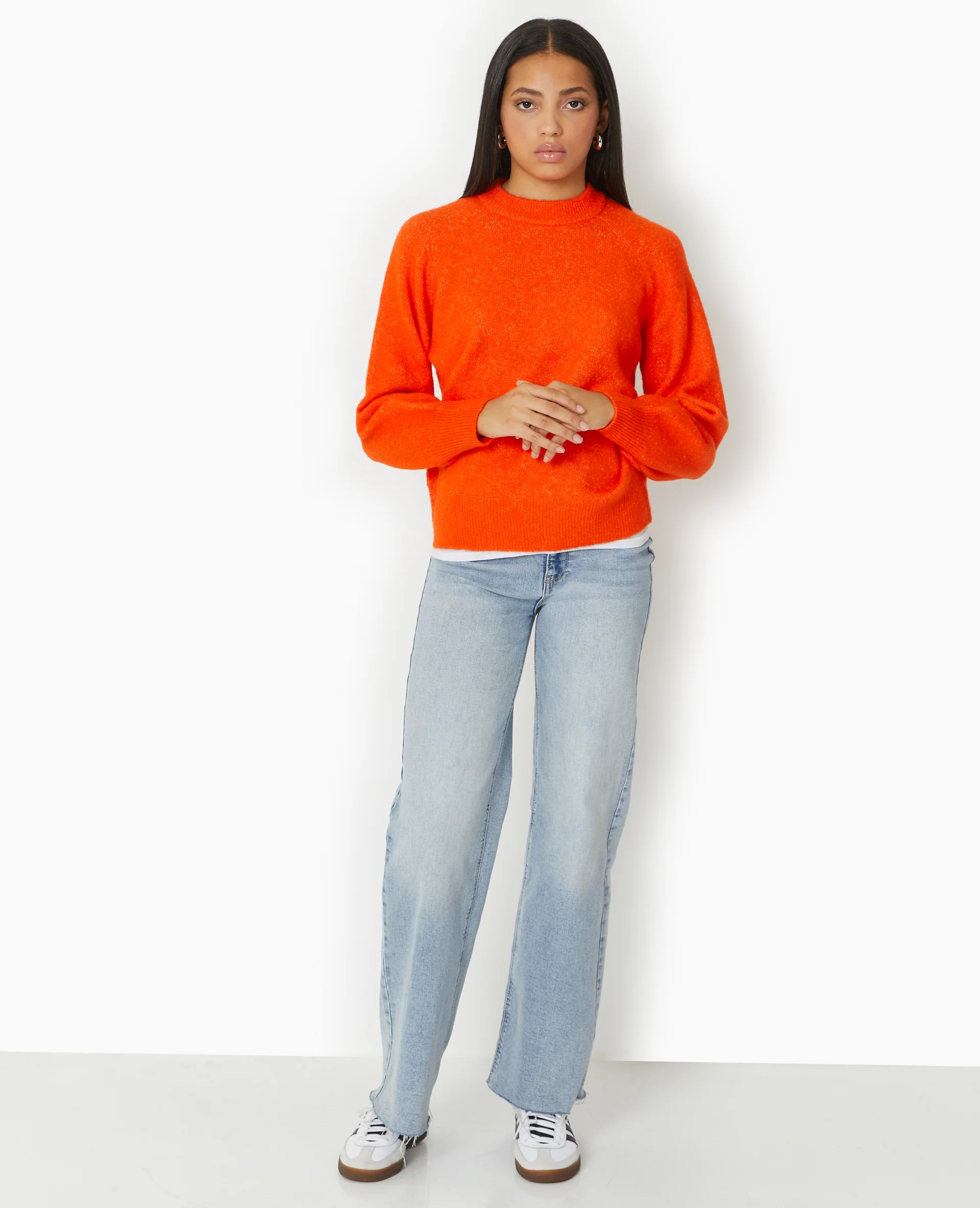 Pull oversize col rond manches raglan