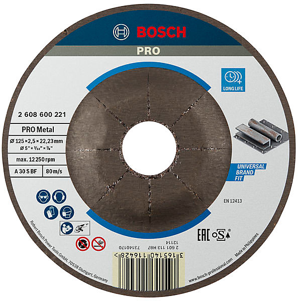 Disque EXPERT à tronçonner Bosch 125 x 2,5 mm moyeu plat, spécial métaux 2608600394