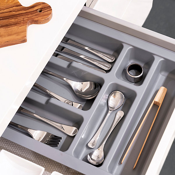 Emuca Range-couverts Optima pour tiroir universel, module 400mm, plastique, gris