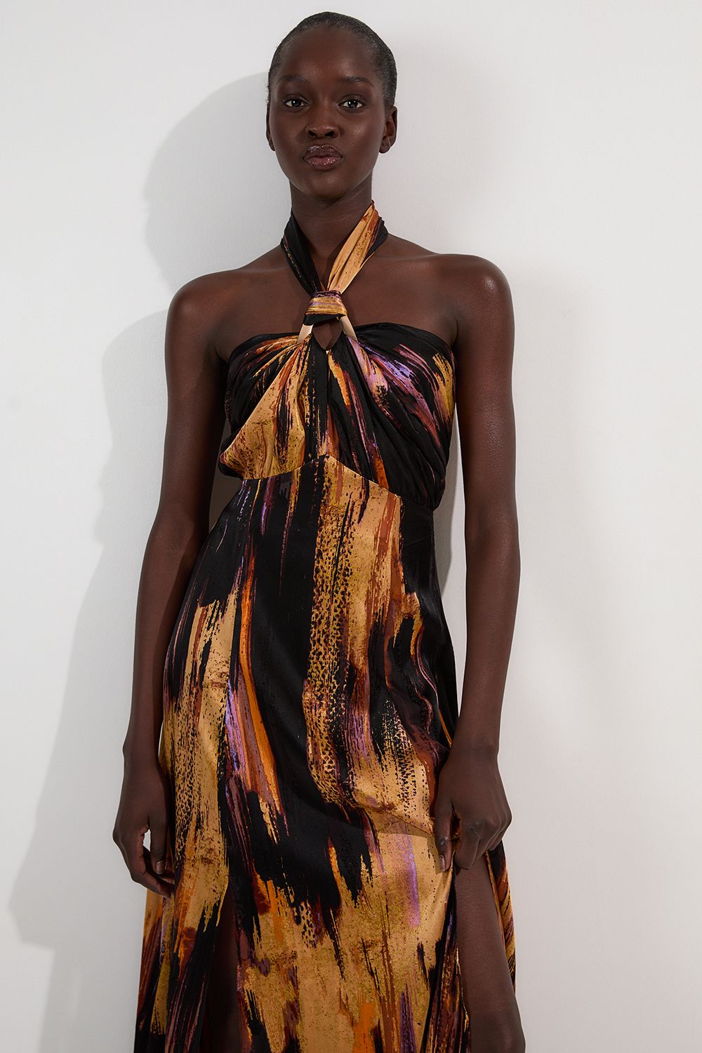 KarenMillen Petite Marble Devour Halter Neck Maxi Dress