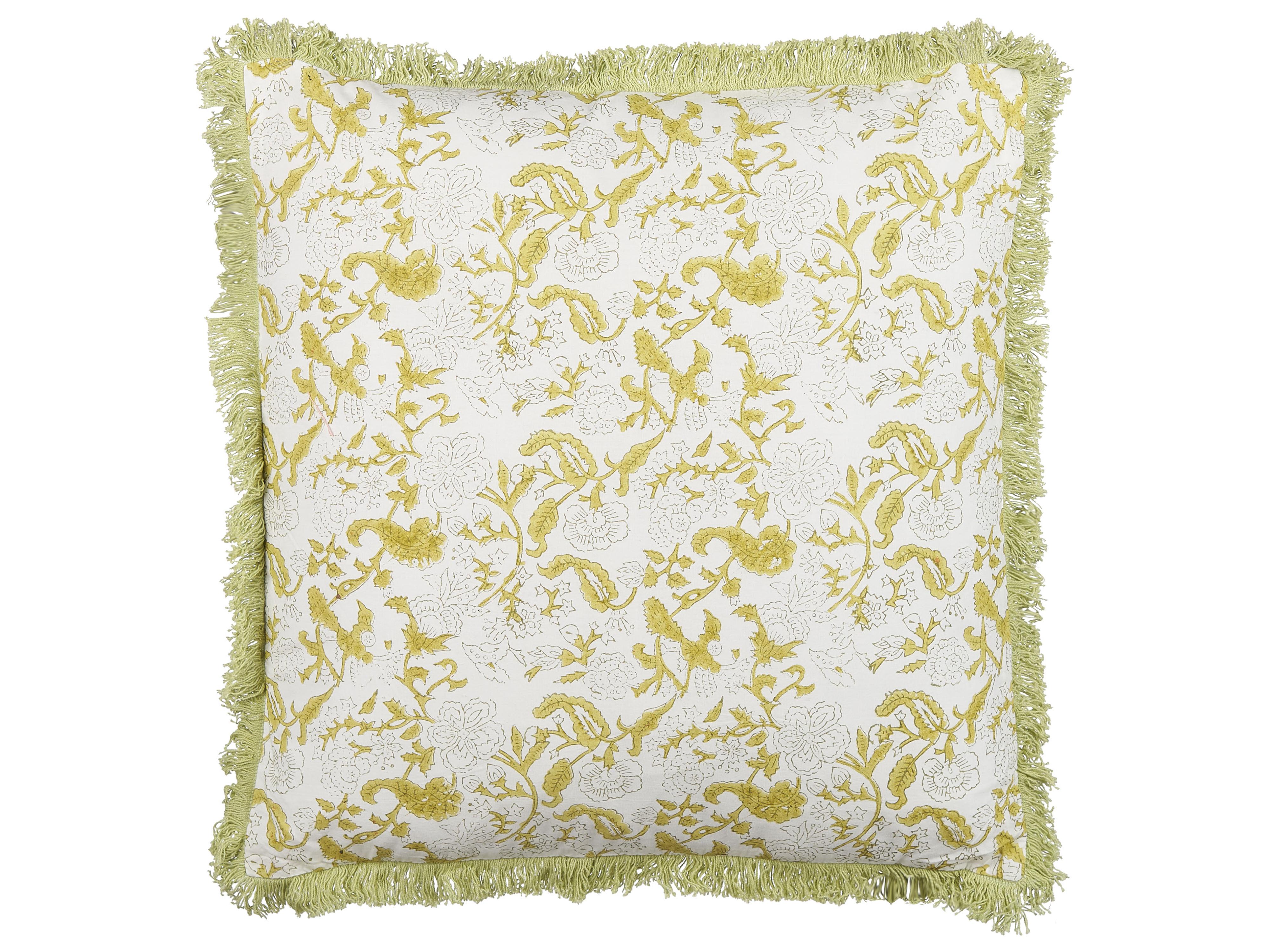 Throw Cushion FILIX Cotton 45 x 45 cm Green Floral Pattern