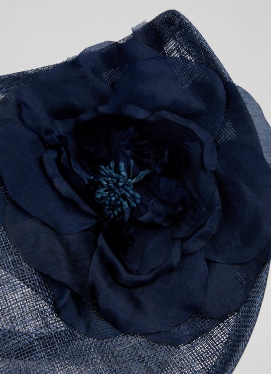 Sapphire Black Straw Wide Brim Fascinator