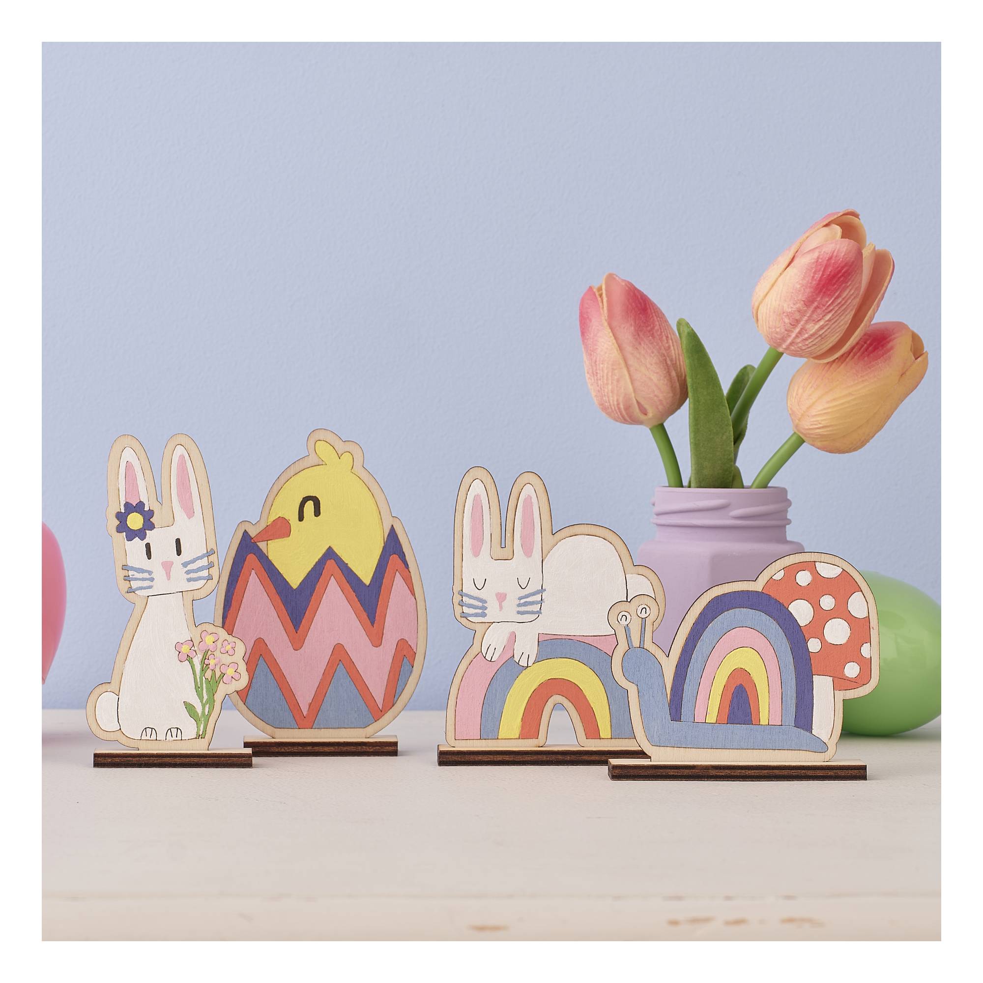 Paint Your Own Easter Wooden Decorations 4 Pack