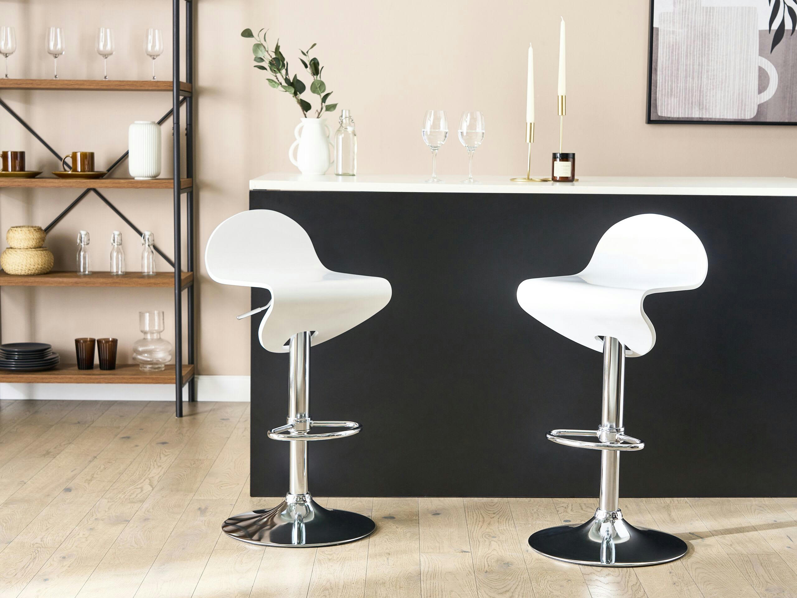 LIVERPOOL - Lot de 2 tabourets de bar blanc