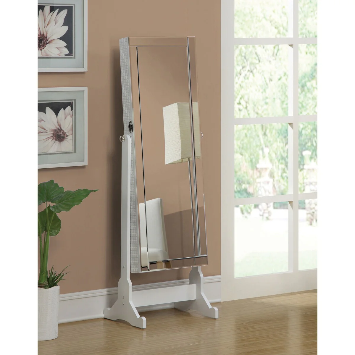 Zayas Cheval Mirror With Jewelry Storage White - 20 x 15 x 57.5