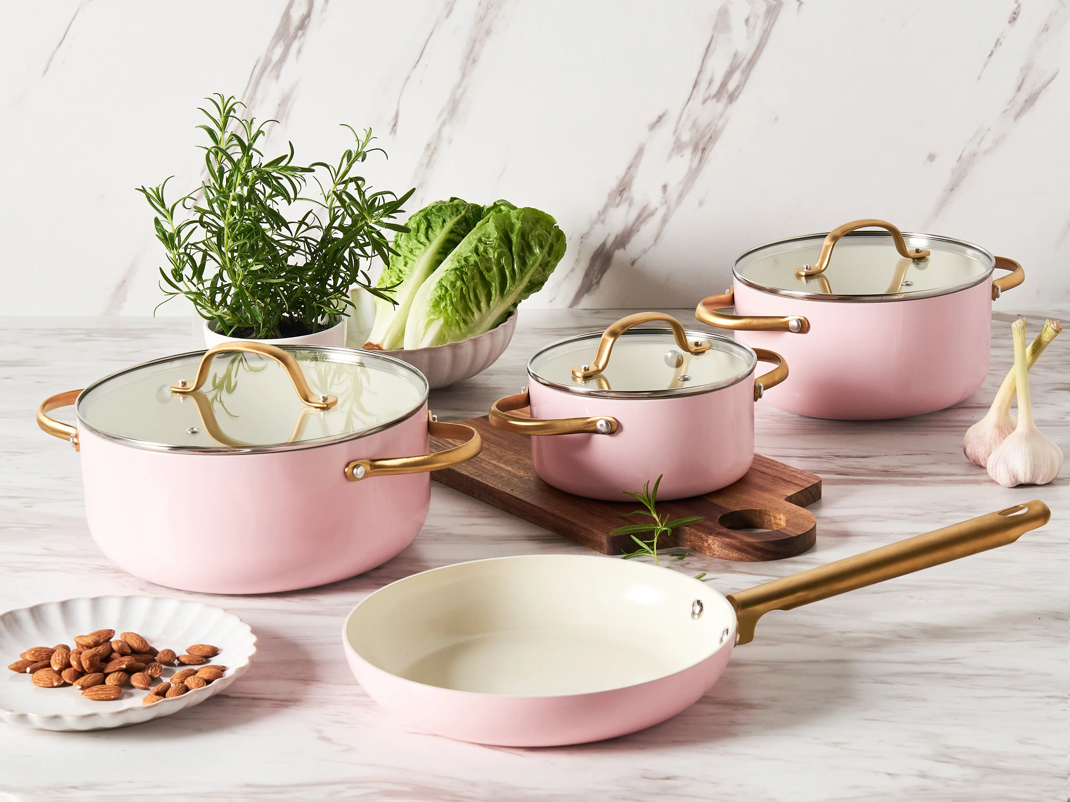 7 Piece Cookware Set ELITE PRO Pastel Pink