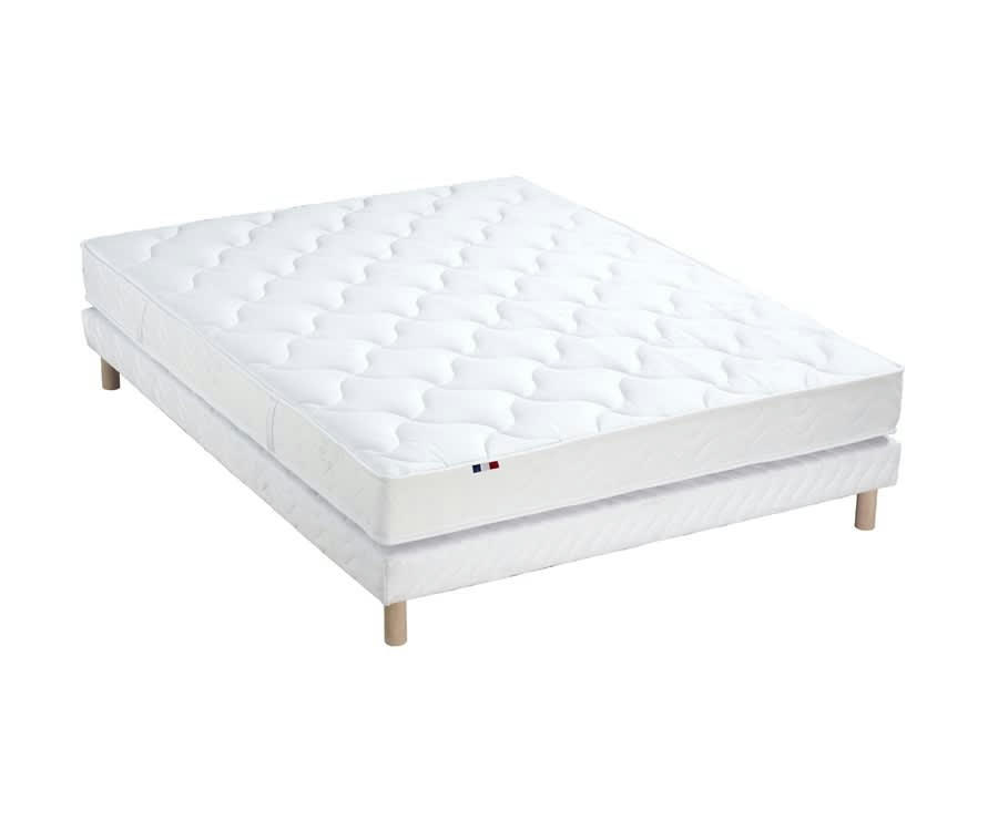 ENSEMBLE ESSENTIEL - Ensemble matelas latex 3 zones sommier blanc 140x190