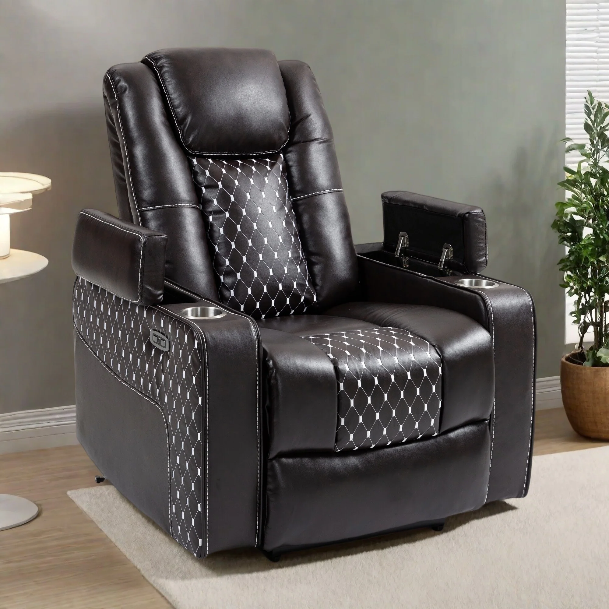 Massage Lift Recliner with Dual Remotes, Wireless Charging, Cup Holder and Side Storage - Infinite Recline Positions