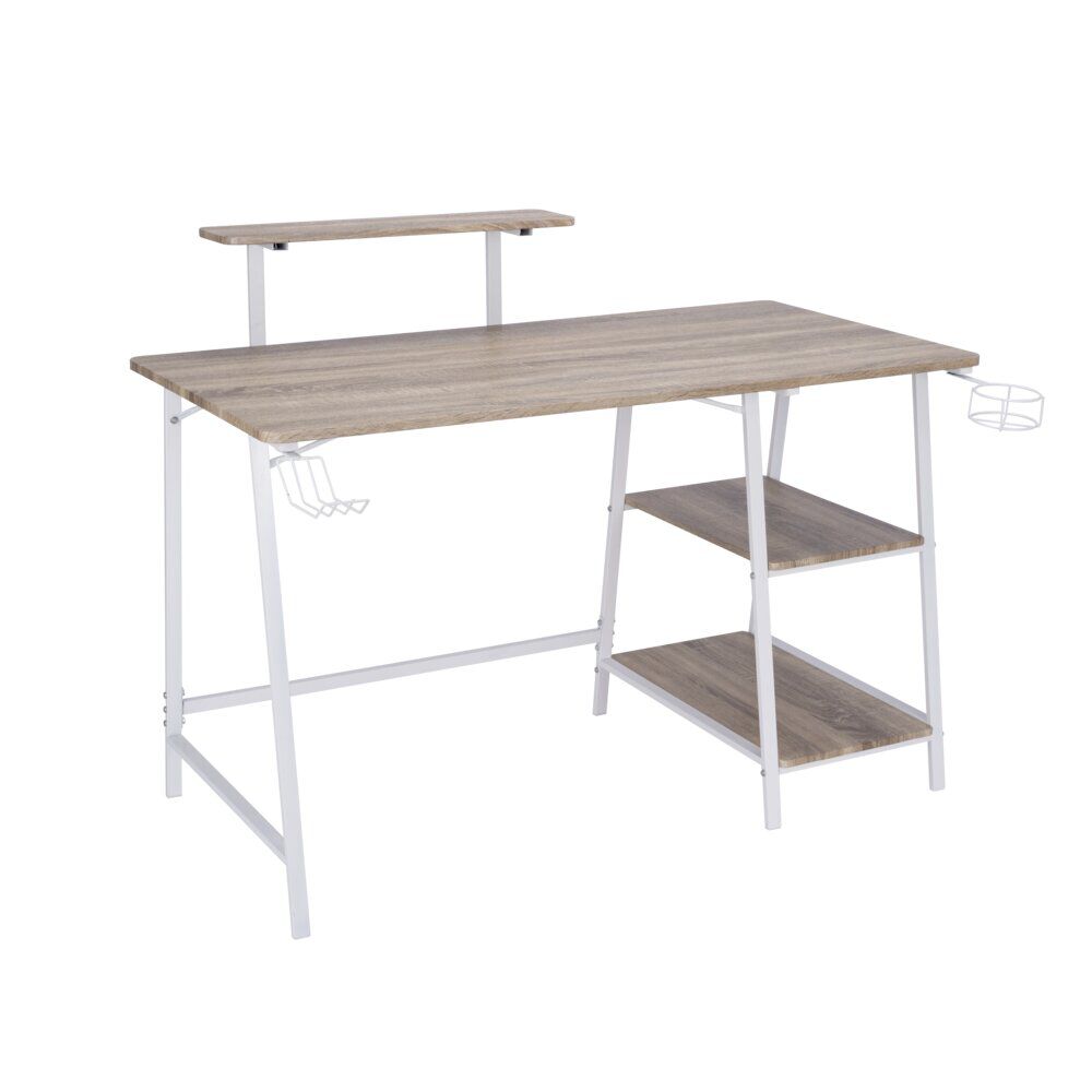 Bureau en bois et métal blanc 118x60xH94cm