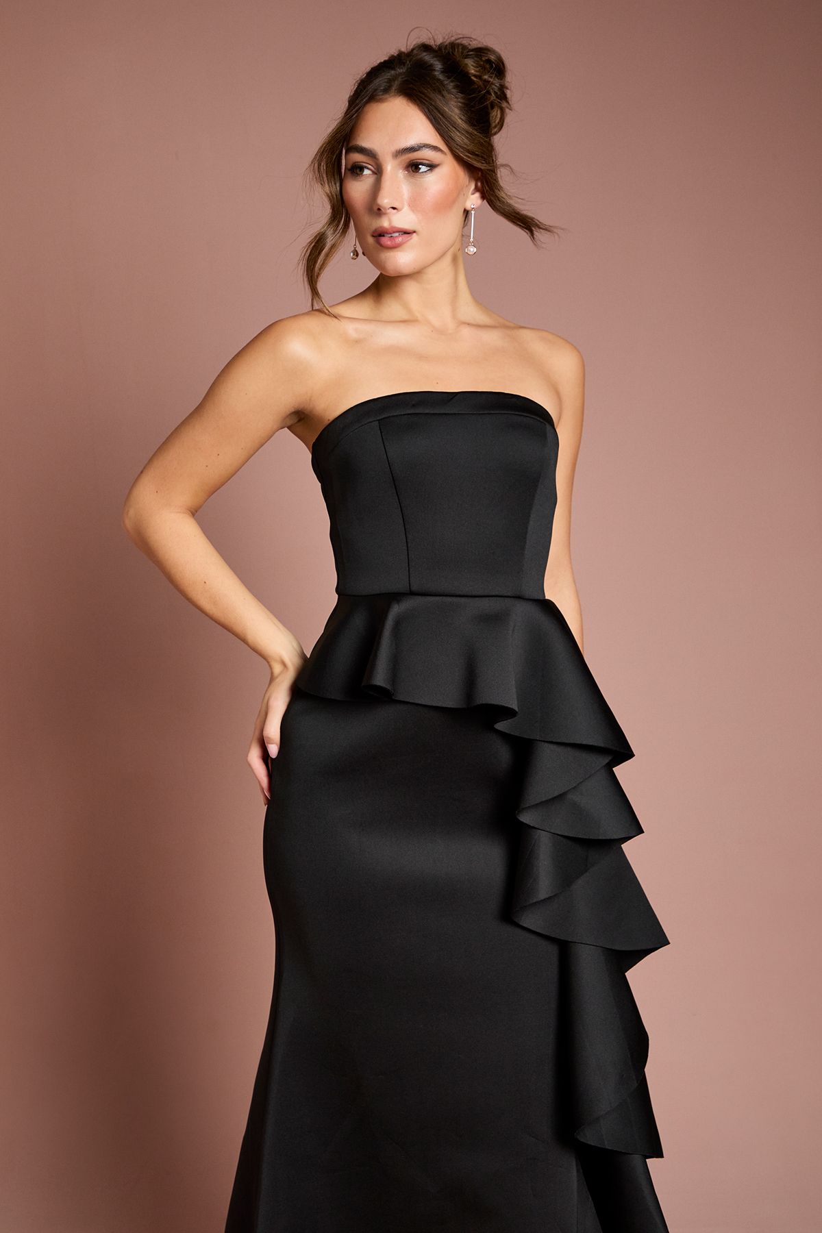 Coast Bandeau Ruffle Stretch Crepe Maxi Dress