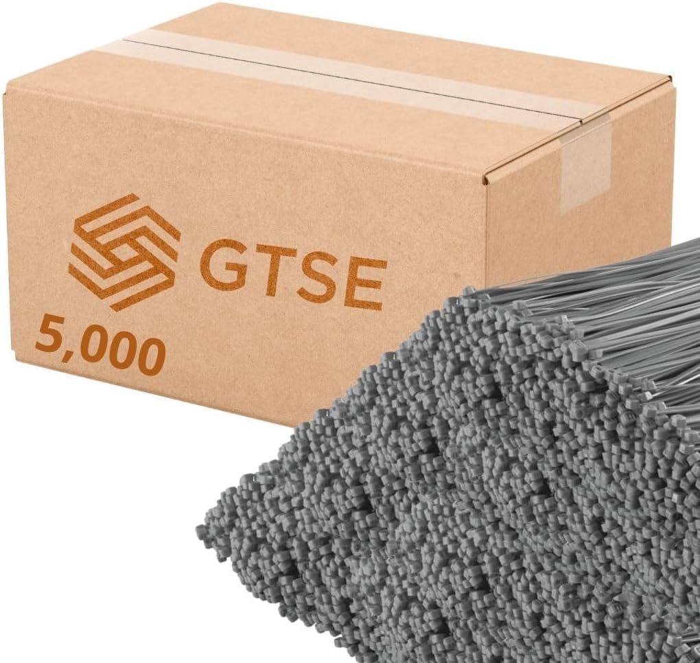 GTSE 14 Inch Silver/Gray Zip Ties  5 000 Bulk Pack  50lb Strength  UV Resistant Long Nylon Grey Cable Ties  Self-Locking 14 Tie Wraps