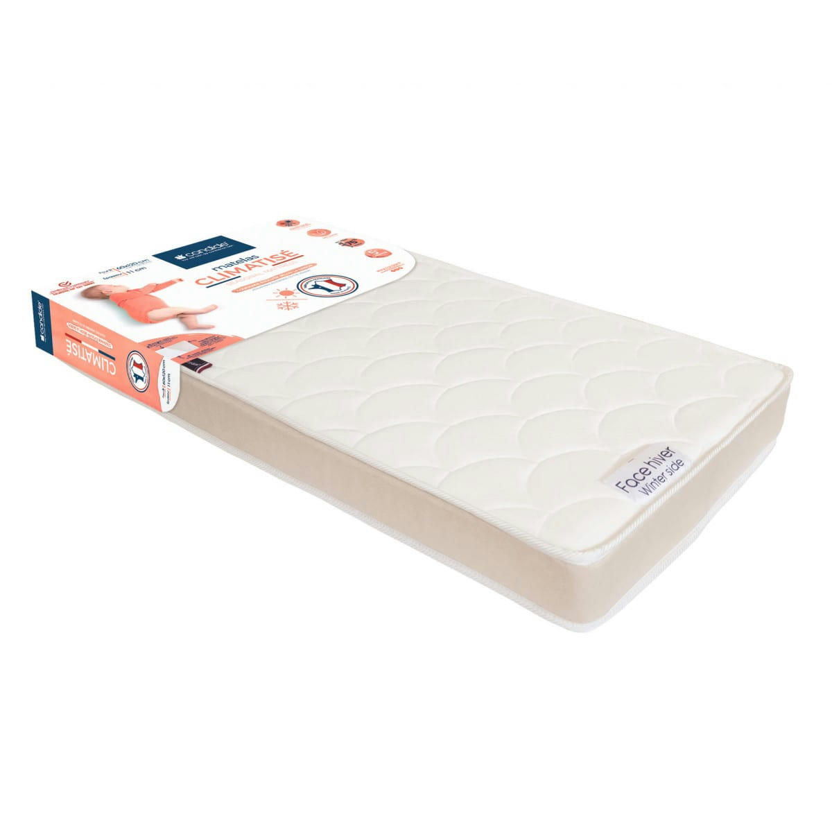 LES ESSENTIELS - Matelas bébé Climatisé 2 faces - 70cm x 140cm x 11cm