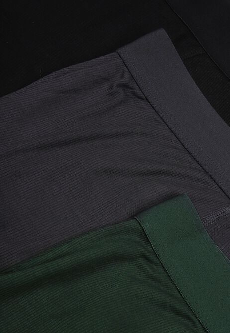 Mens 3pk Green Ribbed Trunks