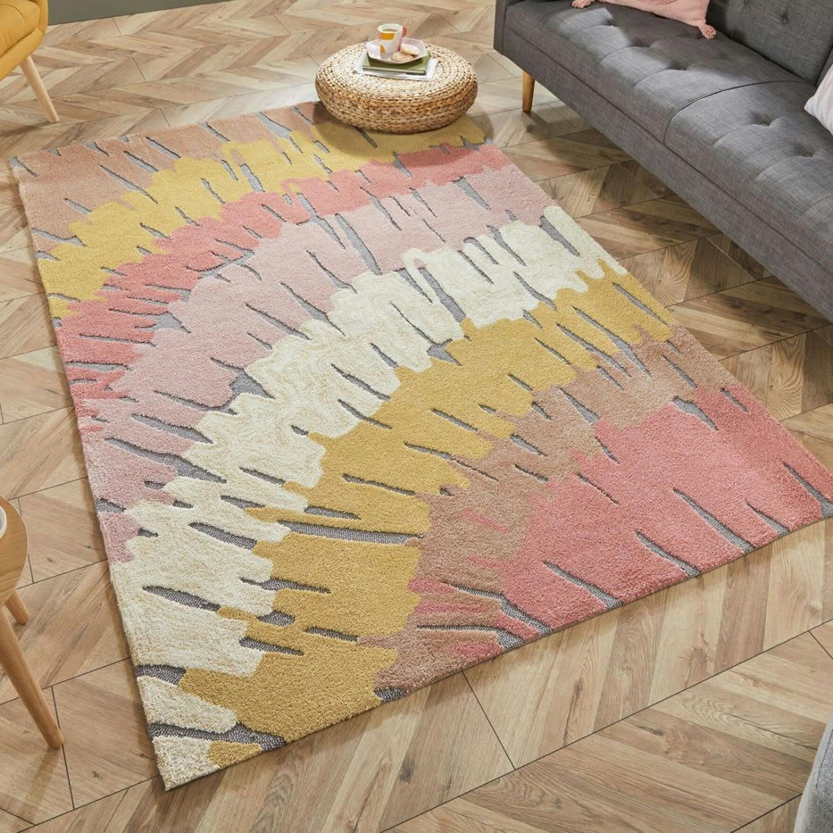 WOODY - Tapis de salon moderne en Polyester Rose 120x170 cm