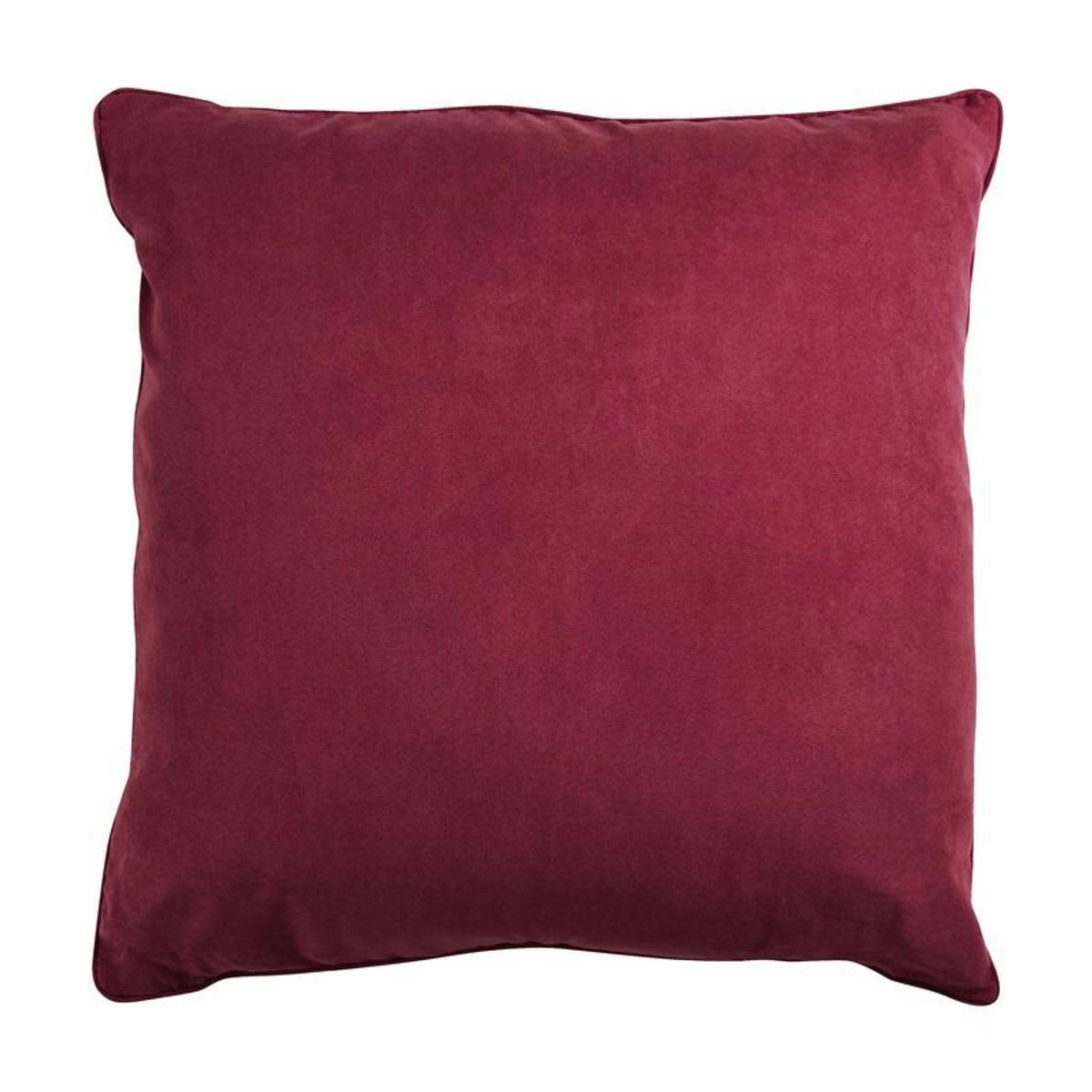 SUEDEN - Coussin de sol en suédine rouge bourgogne 70x70