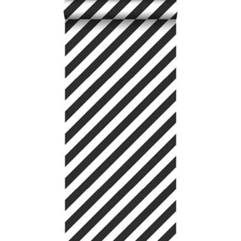 ESTAhome behang - strepen - zwart wit - 0.53 x 10.05 m