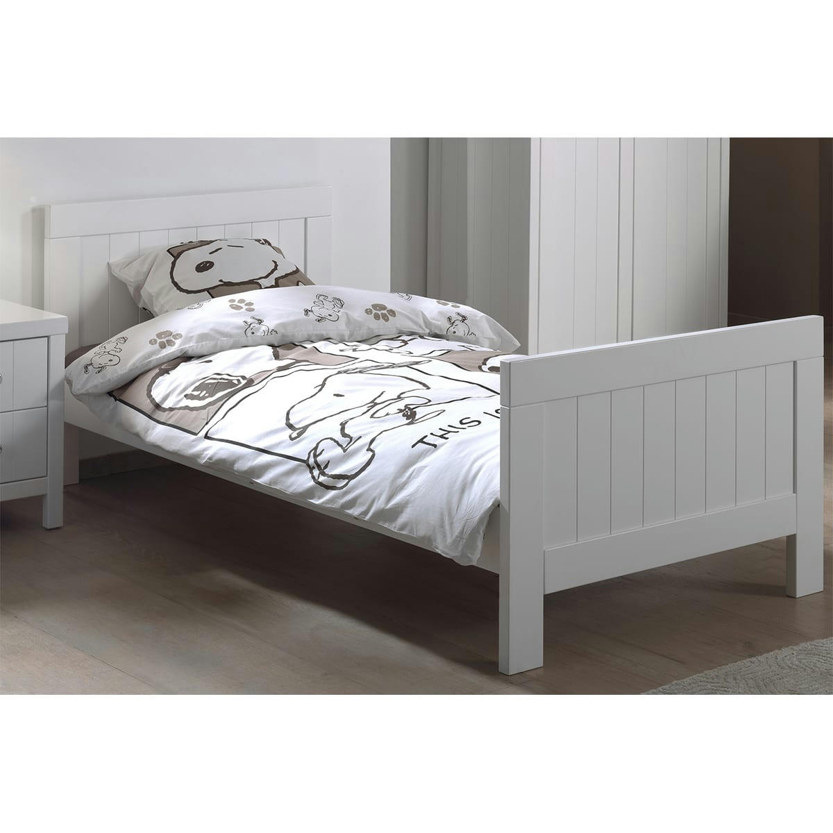 LEWIS - Lit 90x200 sommier inclus blanc