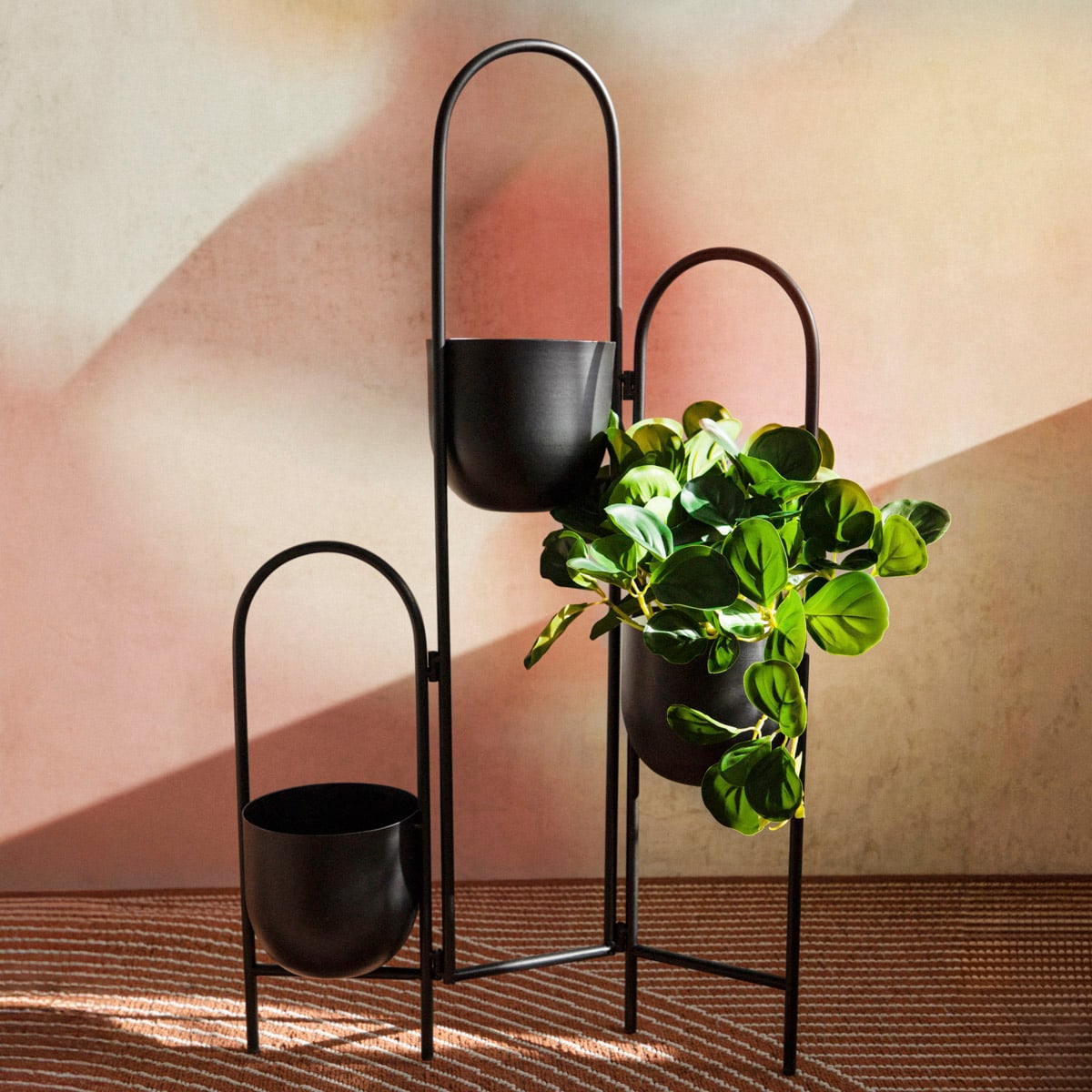 Kwietnik FLOERO metalowy czarny 49x14x80 cm