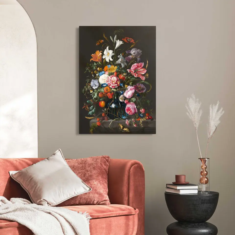 Plexiglasschilderij De Heem Stilleven bloemen op vaas - 70 x 50